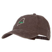 Maine with Map Outline Embroidered Washed Cotton Twill Cap