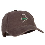 Maine with Map Outline Embroidered Washed Cotton Twill Cap