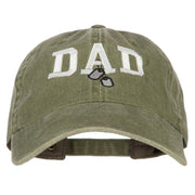 Dad with Military Dog Tags Embroidered Washed Cotton Twill Cap