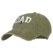 Dad with Military Dog Tags Embroidered Washed Cotton Twill Cap