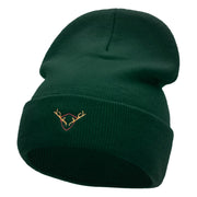 Deer Antler Insignia Embroidered 12 Inch Long Knitted Beanie