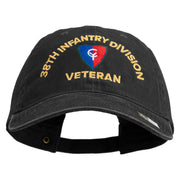 U.S. Army 38th Infantry Division Embroidered Washed Solid Pigment Dyed Cotton Twill Brass Buckle Cap - Black OSFM