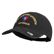 U.S. Army 38th Infantry Division Embroidered Washed Solid Pigment Dyed Cotton Twill Brass Buckle Cap - Black OSFM
