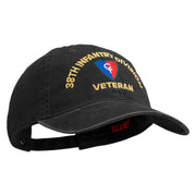 U.S. Army 38th Infantry Division Embroidered Washed Solid Pigment Dyed Cotton Twill Brass Buckle Cap - Black OSFM