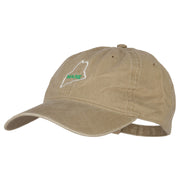 Maine with Map Outline Embroidered Washed Cotton Twill Cap