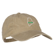 Maine with Map Outline Embroidered Washed Cotton Twill Cap