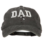 Dad with Military Dog Tags Embroidered Washed Cotton Twill Cap