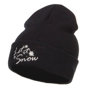 Let it Snow Embroidered Long Beanie