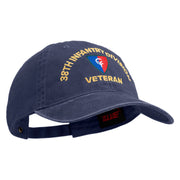 U.S. Army 38th Infantry Division Embroidered Washed Solid Pigment Dyed Cotton Twill Brass Buckle Cap - Navy OSFM