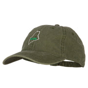 Maine with Map Outline Embroidered Washed Cotton Twill Cap