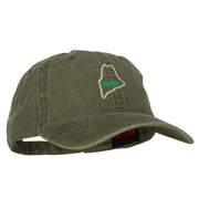 Maine with Map Outline Embroidered Washed Cotton Twill Cap