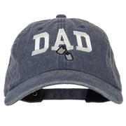 Dad with Military Dog Tags Embroidered Washed Cotton Twill Cap