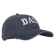 Dad with Military Dog Tags Embroidered Washed Cotton Twill Cap