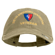 U.S. Army 38th Infantry Division Embroidered Washed Solid Pigment Dyed Cotton Twill Brass Buckle Cap - Khaki OSFM
