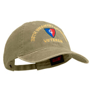 U.S. Army 38th Infantry Division Embroidered Washed Solid Pigment Dyed Cotton Twill Brass Buckle Cap - Khaki OSFM