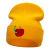 School Worm Apple Embroidered Long Knitted Beanie