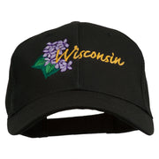 USA State Wisconsin Wood Violet Embroidered Low Profile Cap