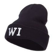 WI Wisconsin State Embroidered Cuff Beanie