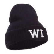 WI Wisconsin State Embroidered Cuff Beanie