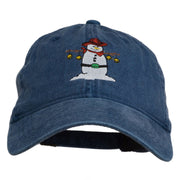 Western Snowman Embroidered Washed Dyed Cap