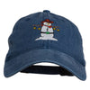 Western Snowman Embroidered Washed Dyed Cap