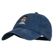 Western Snowman Embroidered Washed Dyed Cap