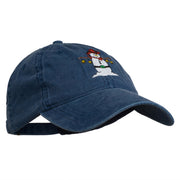 Western Snowman Embroidered Washed Dyed Cap