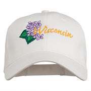 USA State Wisconsin Wood Violet Embroidered Low Profile Cap