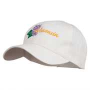 USA State Wisconsin Wood Violet Embroidered Low Profile Cap