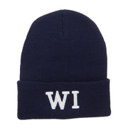 WI Wisconsin State Embroidered Cuff Beanie