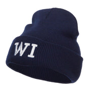 WI Wisconsin State Embroidered Cuff Beanie