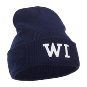 WI Wisconsin State Embroidered Cuff Beanie