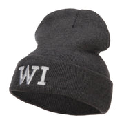 WI Wisconsin State Embroidered Cuff Beanie