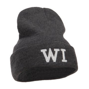 WI Wisconsin State Embroidered Cuff Beanie