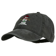 Western Snowman Embroidered Washed Dyed Cap