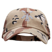 The Windmill Embroidered Enzyme Washed Camo Cap - Desert OSFM