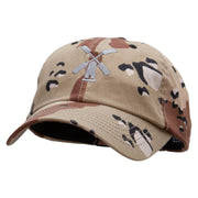 The Windmill Embroidered Enzyme Washed Camo Cap - Desert OSFM