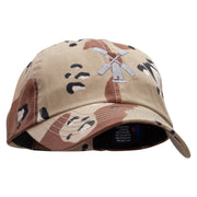 The Windmill Embroidered Enzyme Washed Camo Cap - Desert OSFM