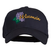 USA State Wisconsin Wood Violet Embroidered Low Profile Cap