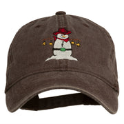 Western Snowman Embroidered Washed Dyed Cap