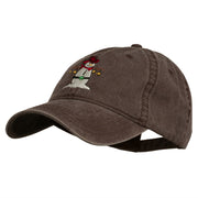 Western Snowman Embroidered Washed Dyed Cap