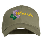 USA State Wisconsin Wood Violet Embroidered Low Profile Cap