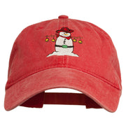 Western Snowman Embroidered Washed Dyed Cap