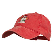 Western Snowman Embroidered Washed Dyed Cap