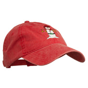 Western Snowman Embroidered Washed Dyed Cap