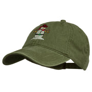 Western Snowman Embroidered Washed Dyed Cap