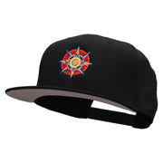 Compass Embroidered Superior Cotton Twill Flat Bill Snapback Prostyle Cap - Black OSFM