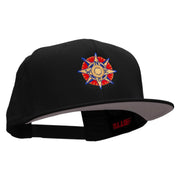 Compass Embroidered Superior Cotton Twill Flat Bill Snapback Prostyle Cap - Black OSFM