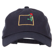 Wyoming Indian Paintbrush with Map Embroidered Unstructured Washed Cap