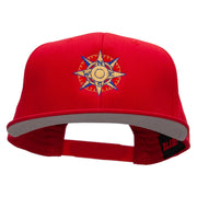 Compass Embroidered Superior Cotton Twill Flat Bill Snapback Prostyle Cap - Red OSFM